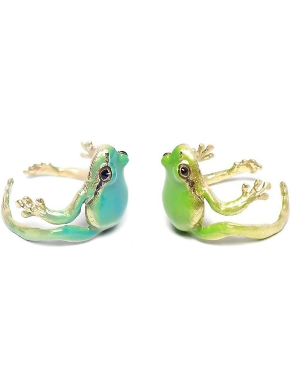 Women's Green Blue Vintage Punk Animal Jewelry Shaped Gift Delicate Frog Ring